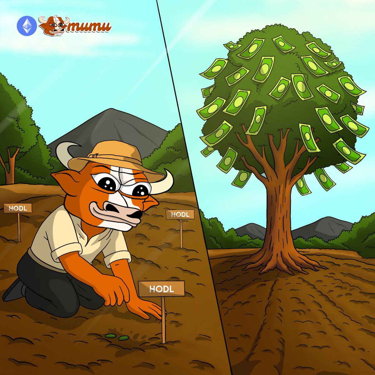 mumucoineth_'s tweet image. A meme grows great when bulls plant trees whose shade they know others shall never sit in.

$MUMU