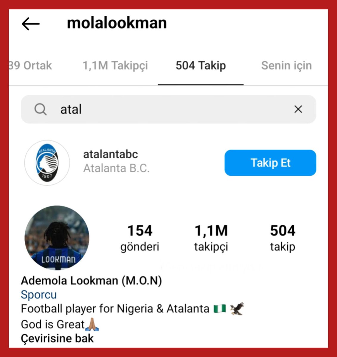 lemarcaspors_'s tweet image. 🚨 Lookman, Atalanta&apos;yı takibe alarak profilini güncelledi.