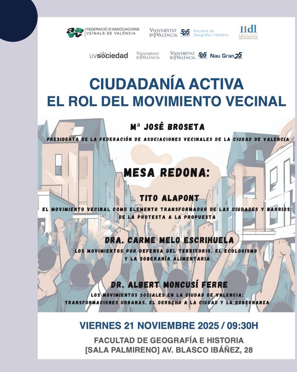 FacGeoiH's tweet image. Últims seminaris del mes de novembre!

#activitatsculturalsfacghuv
📍 @facgeografia_historia_uv

#activitatsculturals #activitatsculturalsFacGHUV #conferències #seminaris #jornades #congressos #teatre #cinema #tallers #exposicions