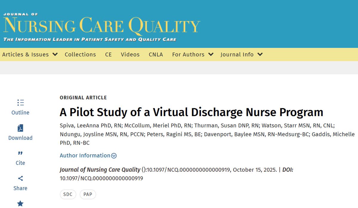 "A Pilot Study of a Virtual Discharge Nurse Program"

Staff reported initial workflow frustrations, with some noting time savings. Patient feedback highlighted convenience and discharge clarity.

tinyurl.com/mvmakf6n