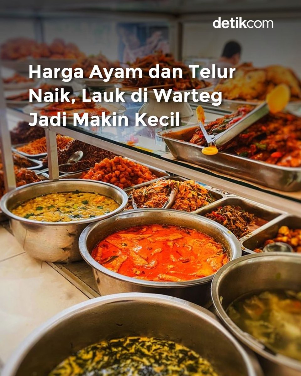 detikfinance's tweet photo. detikers, pedagang warteg lagi pada teriak gegara harga ayam dan telur merangkak naik. Ukuran sajian pun terpaksa diperkecil untuk menghindari kerugian.β£
β£
>> https://t.co/I1PAP2ggm9
#detikfinance #warteg #ayam #telur #pedagangwarteg #harganaik https://t.co/yYcT5BOEyh