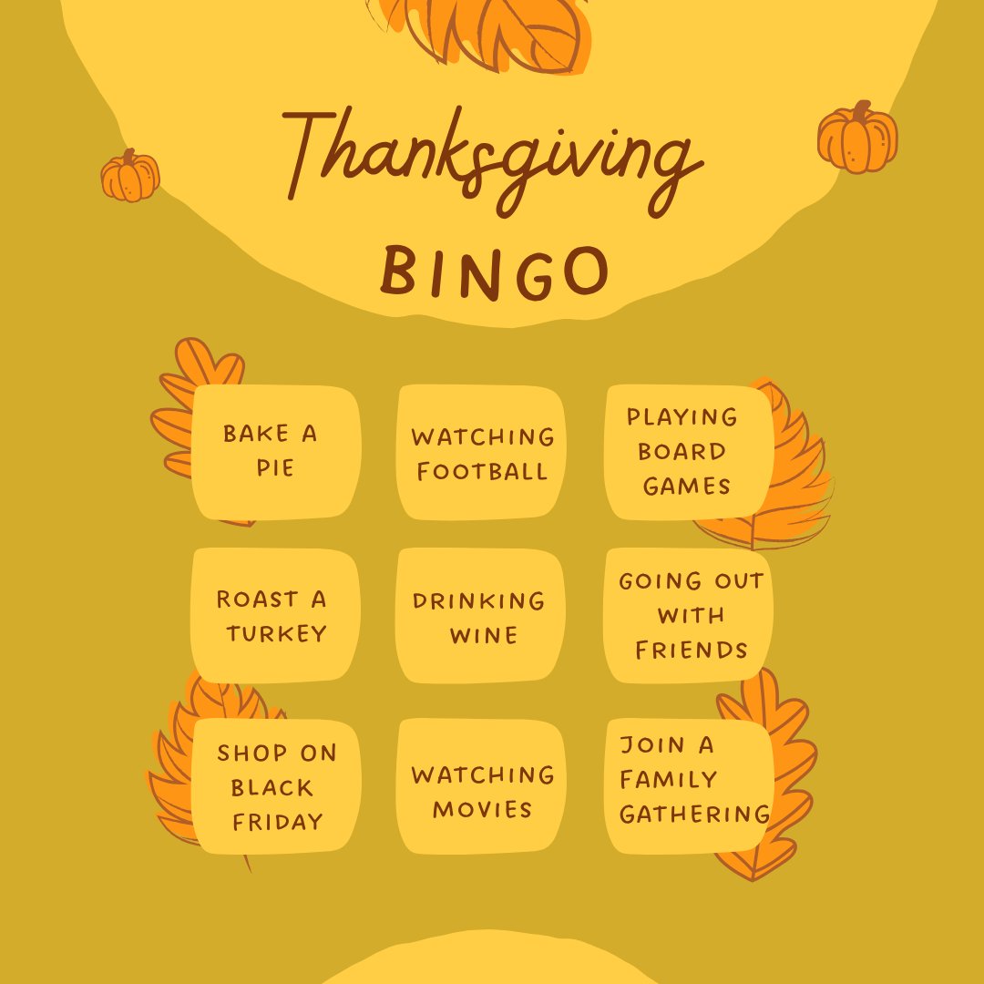 ConfideResearch's tweet image. As we prepare for the big day next week, what would you add to your Thanksgiving Activity Bingo card?