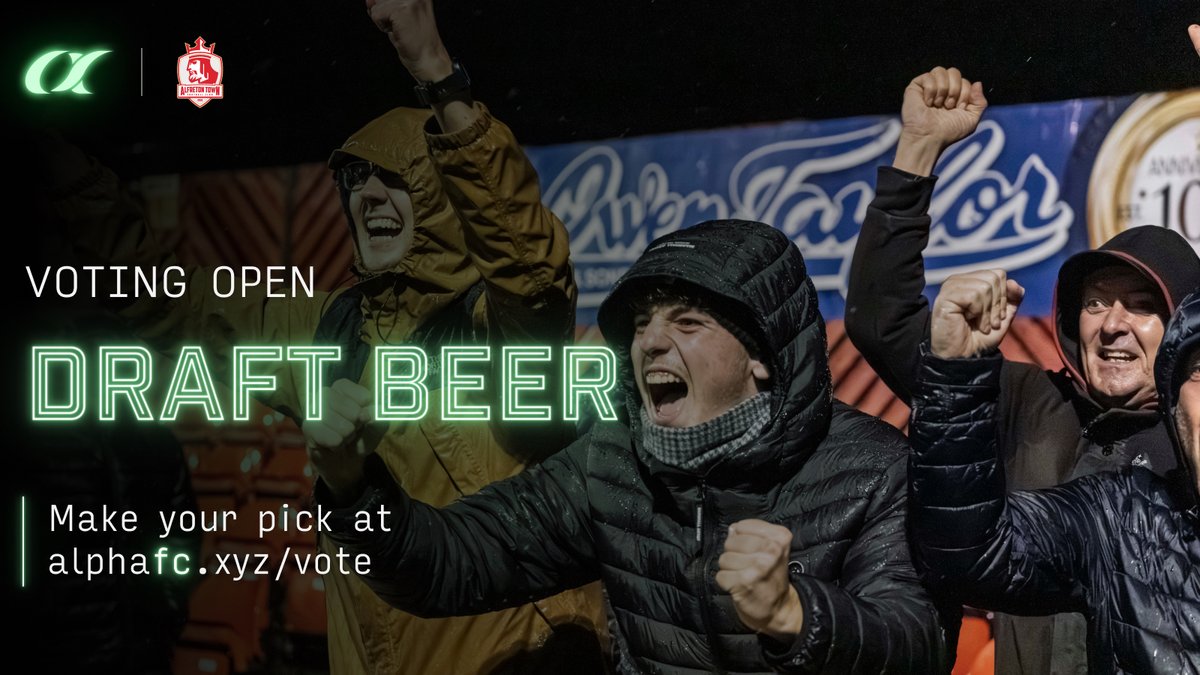 alphafcxyz's tweet image. AlphaFC proposals are officially live.

Join the first fan-controlled football club in @AlfretonTownFC and vote on draft beer selection for the arena.