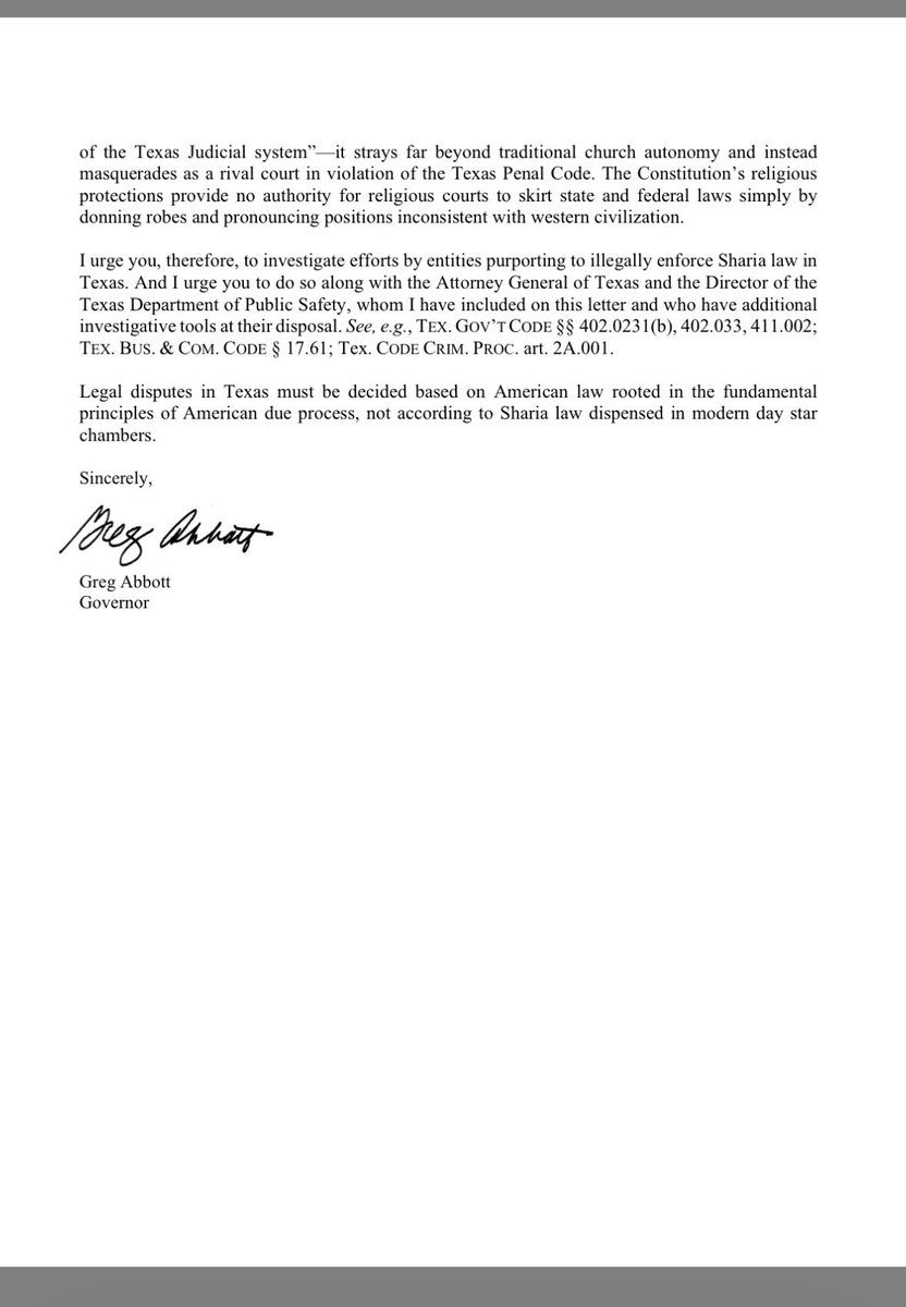 cbs11jack's tweet image. NEW: In letter to Dallas Co. DA &amp;amp; Sheriff and Collin Co. DA &amp;amp; Sheriff, @KenPaxtonTX and Head of @TxDPS, @GregAbbott_TX urges them to investigate certain groups, including those in Dallas and Collin counties, who appear to illegally enforce Sharia Law in Texas. @CBSNewsTexas