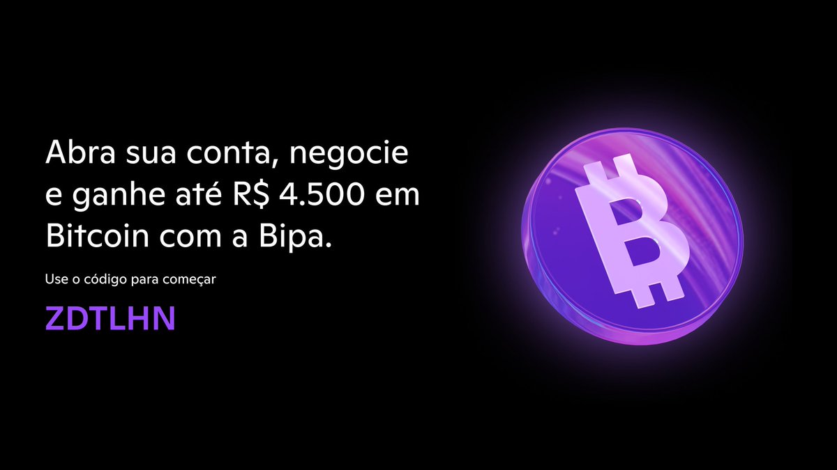 Eu uso a conta digital da Bipa para comprar Bitcoin com o Pix. Abra sua conta usando o meu código ZDTLHN para ganhar até R$ 4.500 em Bitcoin. bipa.app/convite/ZDTLHN