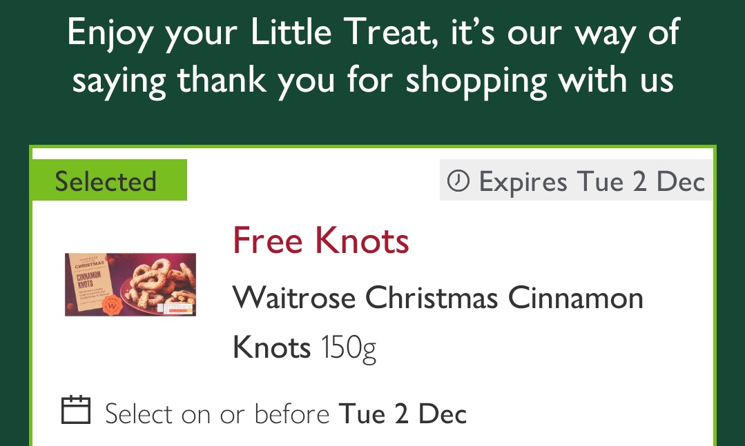 Ok NOW we're talking (apparently the link I had before was wrong and this time WE'RE TALKING TREATS. Waitrose you're forgiven