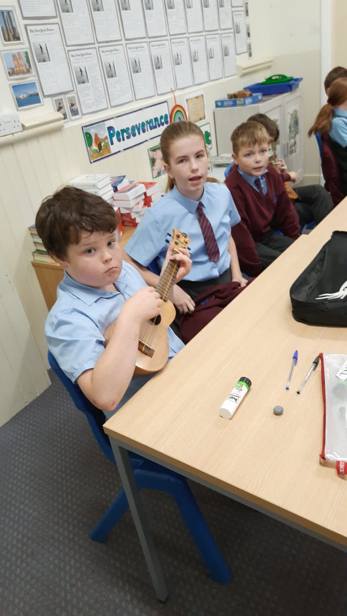 Year 5 have been enjoying their Ukulele lessons in music this half term. 😀 #inquisitivethinkers #challengeseekers #kindhearts