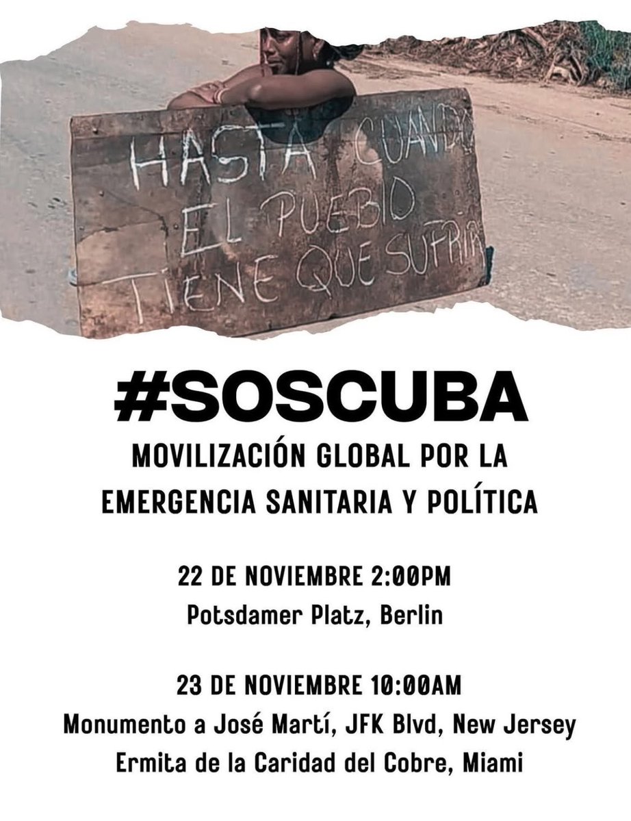 JohnSocialDem21's tweet image. #SOSCUBA #EyesOnCuba
Este fin de semana los cubanos libres debemos alzar la voz por nuestra Patria. La situación es demasiado grave como para callar.