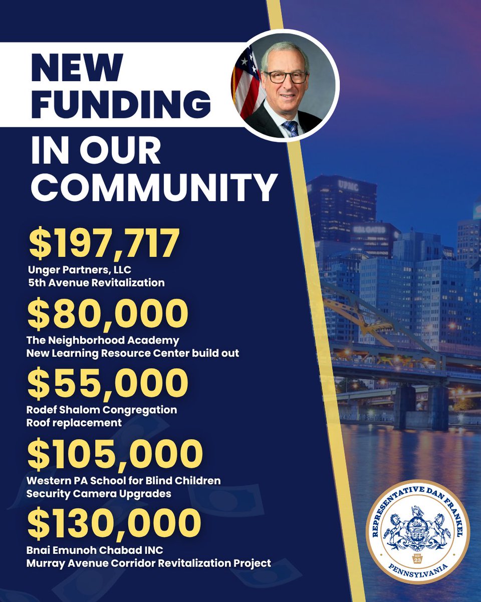 RepDanFrankel's tweet image. Grateful to announce more than $568,000 in state grants coming home to support redevelopment, education &amp;amp; security across our district. These investments strengthen our neighborhoods, uplift local orgs, and keep our community safe. Proud to deliver for the people I serve.