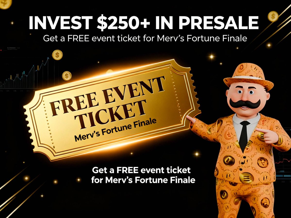 Gateway2Fortune's tweet image. Invest $250+ and get a free Golden Event ticket for all 7 days of the Merv&apos;s Fortune Finale Event. 

#G2F #Web3Community