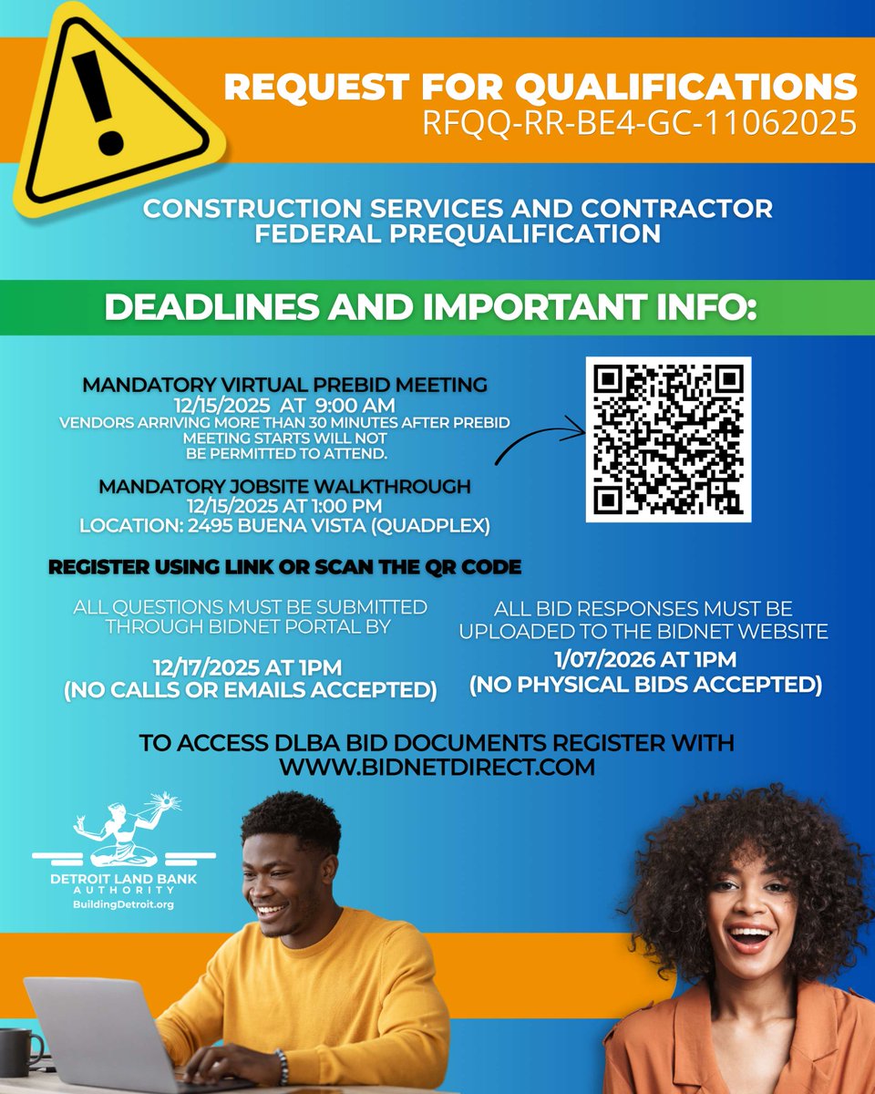 BuildingDet's tweet image. 🚧 Now Accepting Bids: We’re looking for experienced contractors to partner with us on rehabilitation and maintenance projects across the city.
Your work helps move our neighborhoods forward.
🔗 Details and submission info available online.