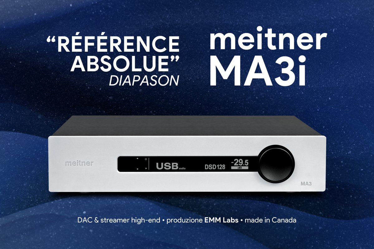 _AudioReference's tweet image. Il nuovo convertitore D/A e streamer high-end Meitner MA-3i, prodotto dall'esclusivo marchio canadese EMM Labs, è stato definito riconoscimento assoluto dalla rivista francese Diapason.

audioreference.it/?page=news&amp;amp;id=…
#AltaFedeltà #EMMLabs #MeitnerMA3i