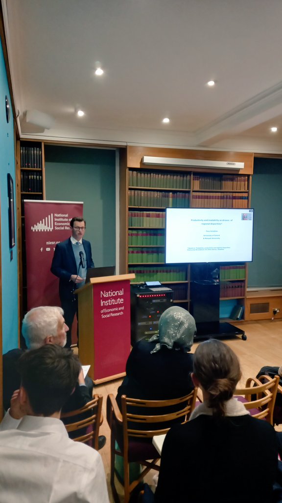 NIESRorg's tweet image. Our 2025 Prais Lecture on #Productivity has started with our Deputy Director @AdrianPabst1 introducing Professor Tony Venables, who is talking about an economic geography approach to productivity and how to use it to interpret regional #disparities in the UK…