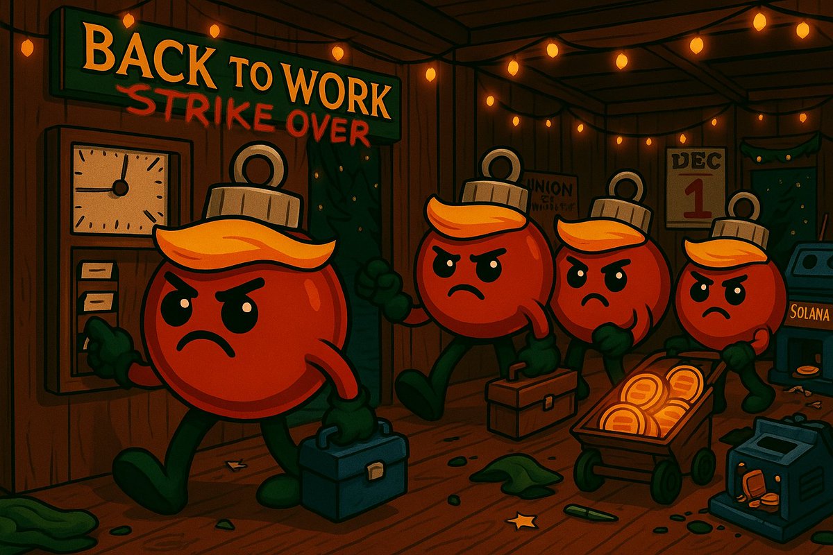 TrumpmasTheCoin's tweet photo. Break’s over. The ornaments clocked back in and they’re already complaining 😭🎄
Dec 1 is creeping up…

#Trumpmas #Solana #MemeCoinSeason #CryptoCommunity #SolanaMemeCoin #ChristmasCrypto #PumpFun https://t.co/wNueTpNftM