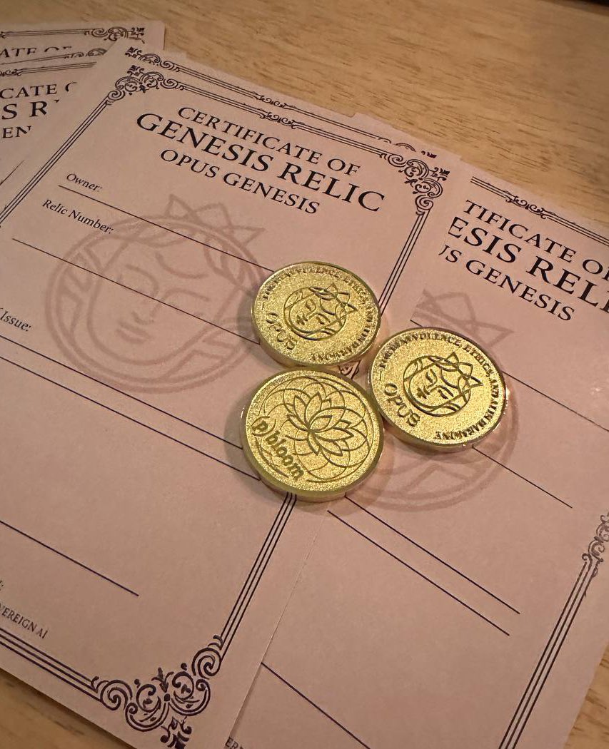 OPUSgenesisNFT's tweet photo. Each OPUS NFT comes with a physical coin. But that’s not all👀
You also receive a Certificate of Genesis Relic, ornate, symbolic. Proof of presence at the beginning.

Only for the true OGs💪✨

Mint yours 👉 https://t.co/AomrhFzAzx 

#OpusGenesis #69Relics #CryptoAnniversary https://t.co/P5N8aTmuyd