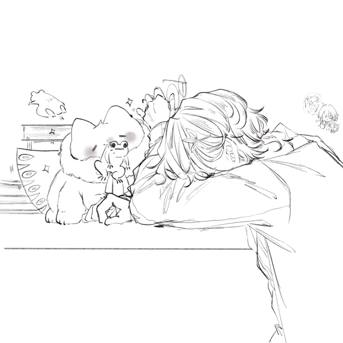 *ratiorine
Three seconds before the doctor is ejected from the office chair:

The moth-cat just wanted to help the doctor recover his energy.🥺 