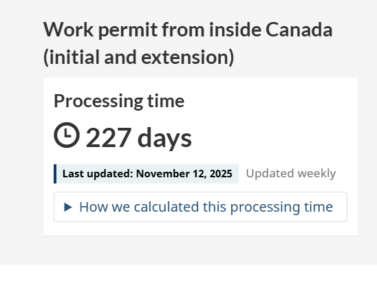 icc_immigration's tweet image. 🚨 Canada Work Permit Update:

Temporary workers applying from inside Canada (initial or extensions) now face 227 days processing time — over 7 months of waiting! ⏳🇨🇦

Plan ahead &amp;amp; get expert guidance to avoid delays. #CanadaImmigration #WorkPermit #IRCCUpdate