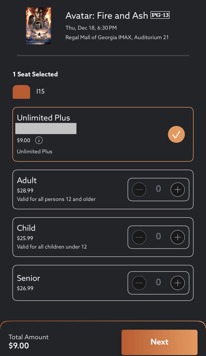 Ganeshen5's tweet photo. this is the ticket price for Avatar Fire &amp; Ash in the highest premium format, IMAX 3D. 

with the pass and without the pass. 

if RajaSaab is priced higher than Avatar and has no passes enabled, just know the scam this distribution house is running on the Telugu audience. https://t.co/DmU9MxmkVG