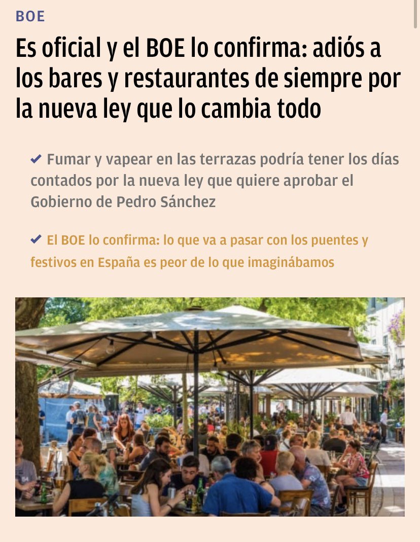 #LTIMAHORA | SNCHEZ PROHIBIR FUMAR TAMBIN AL AIRE LIBRE | Obligar  al cierre de los bares y restaurantes de siempre. Es oficial, el BOE lo  confirma, y todo ello ser posible