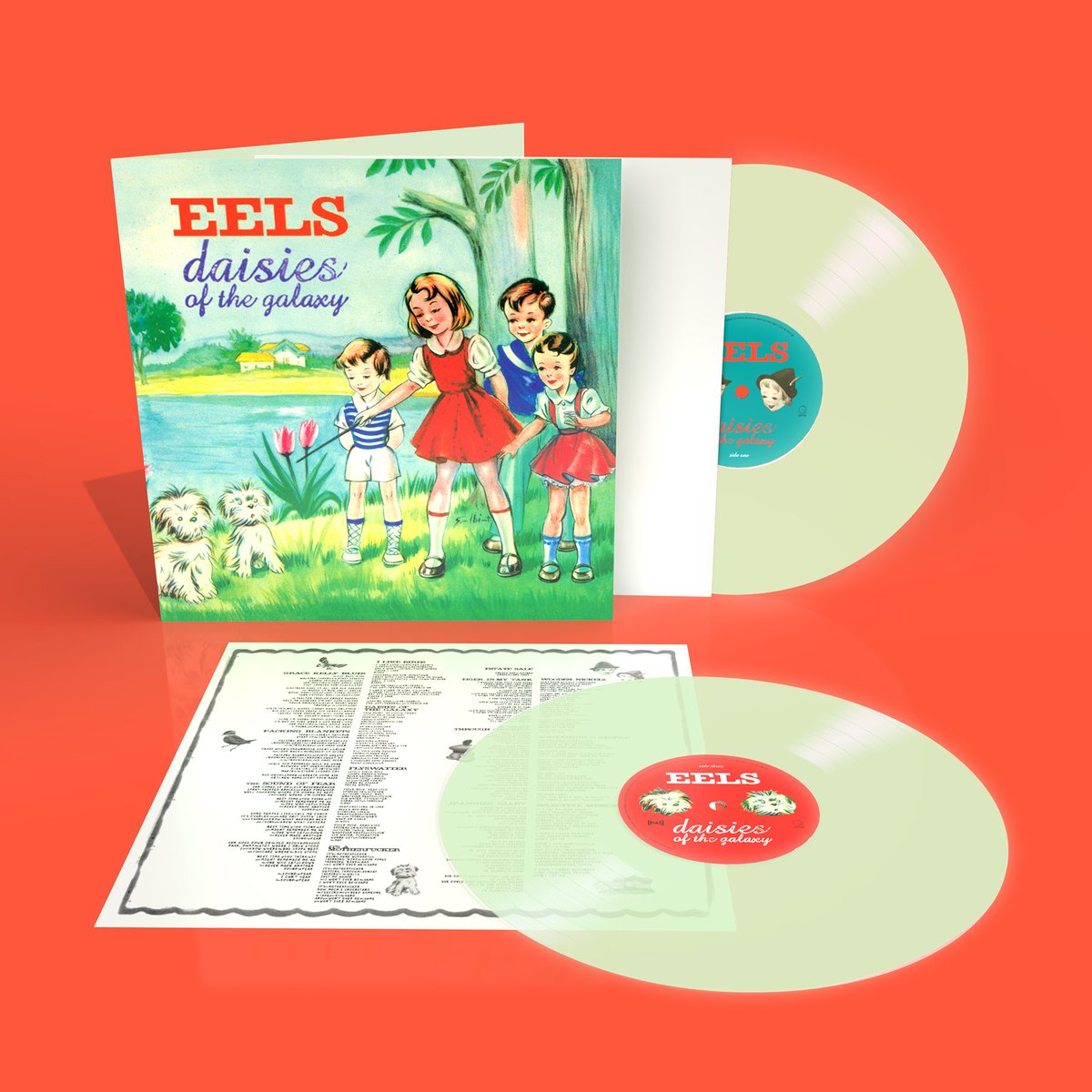 DAISIES OF THE GALAXY 25th ANNIVERSARY DOUBLE LP EDITION:  Glow in the dark 140g vinyl, 2nd disc contains bonus tracks from that period on vinyl for the first time. Out Dec 10 at EELS online stores, Dec 19 at all other outlets. Pre-order at eels.ffm.to/daisies25