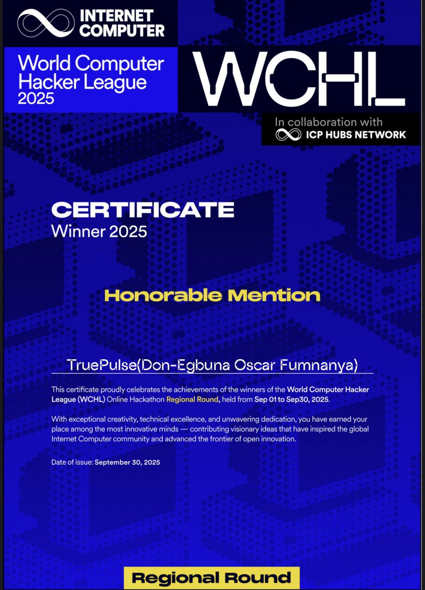 czar_skah's tweet image. Shoutout to my teammates @Adam_shelbie 🙌🏿❤️ I had a good time working with @ICPHUBS . TruePulse is going places for sure #Hackathon #Web3Community #Blockchain #DecentralizedAI