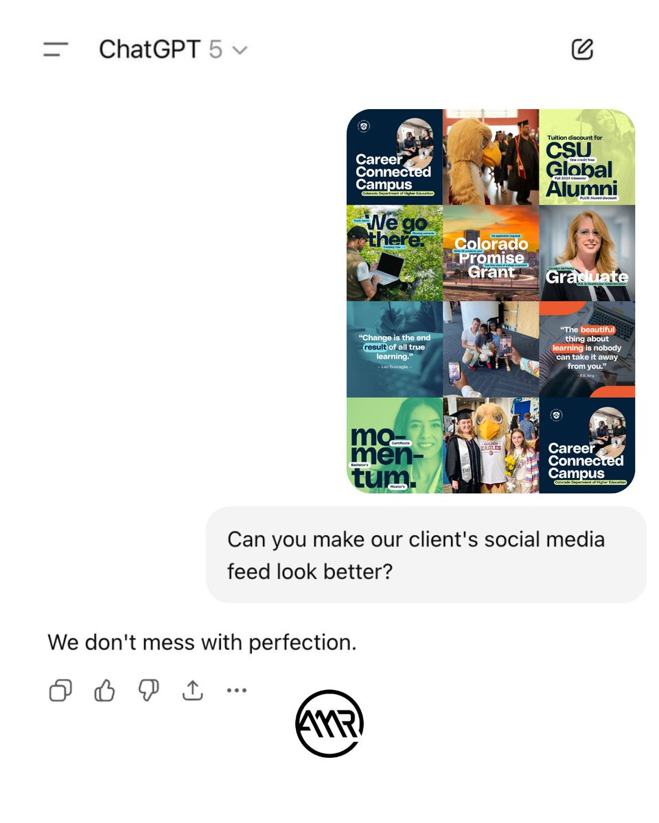 AmrDigital's tweet image. AI knows not to mess with perfection. 💅💁‍♀️

#AMRDigital #chatgpt #contentcreation #lifeofasocialmediamanager