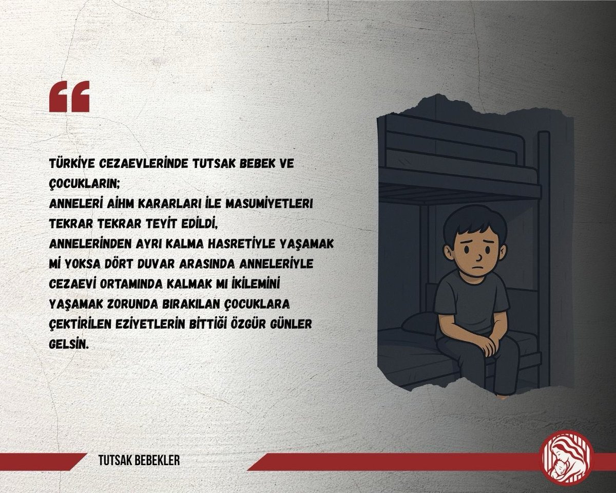 Tutsak_Bebek's tweet photo. Yarın, 20 Kasım Dünya Çocuk Hakları Günü.
Tüm dünyada çocukların daha iyi şartlarda büyümesi için değerlendirmeler yapılırken; BİZ:

☑️ Cezaevlerinde anneleriyle kalan 0-6 yaş 759 çocuğu ve 
☑️Anneleri haksız gerekçelerle hapiste tutulduğu için annelerine hasret büyüyen binlerce çocuğu konuşmaktayız.

KoğuştakiÇocuk ÖzgürOlsun

@nebilozgenturk
