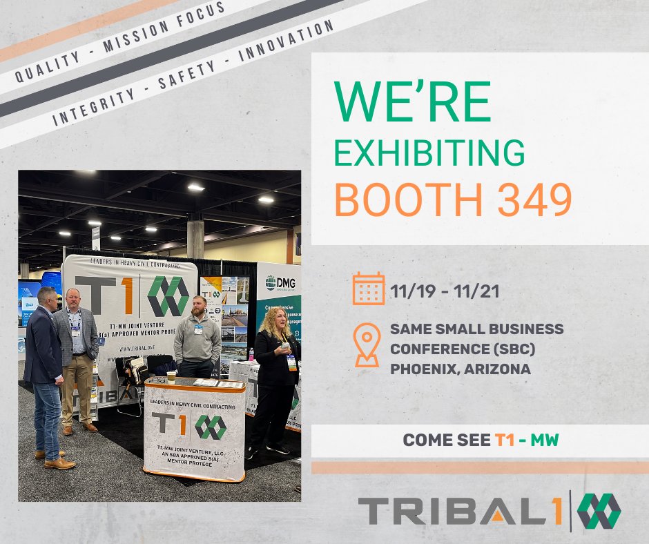 Heading to SAME’s Federal Small Business Conference? Come say hello at Booth 349! Our Tribal One / Millstone Weber Team would love to connect and share how we can help advance your mission.