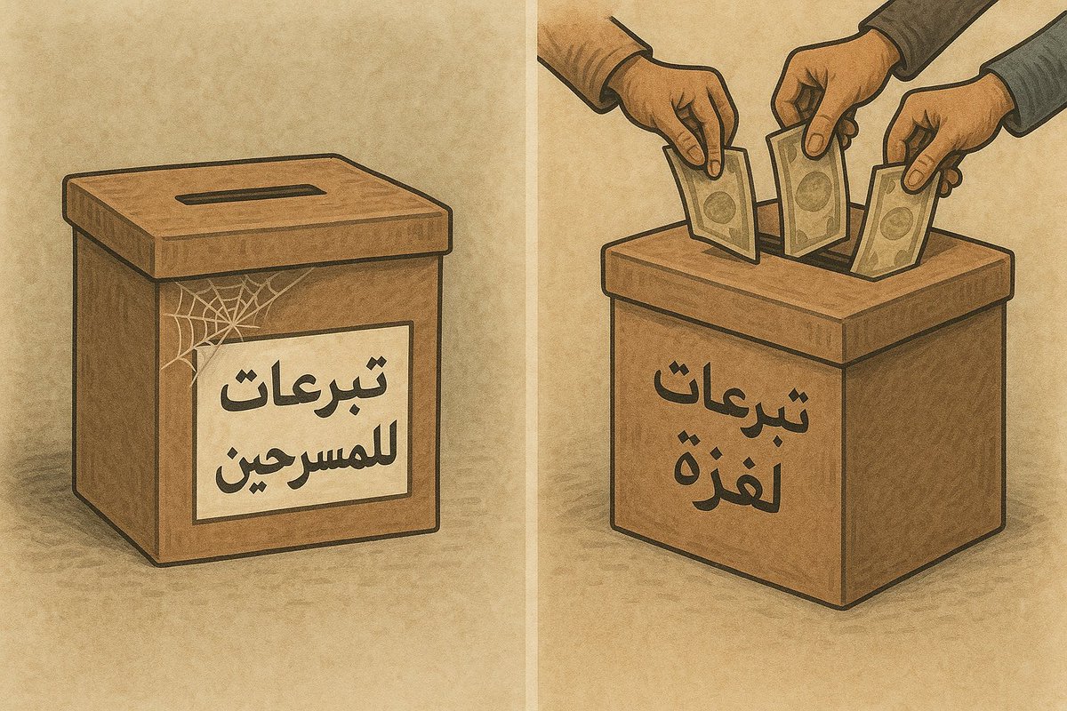 و نرجع للحقيقة اللي ماحد يريد يتقبلها
بأن الاغلبية ما مستعدين يتبرعو ل اخوانهم المسرحين 
بس ل اي جهة تجمع تبرعات لغزة ما عندهم اي مشكلة