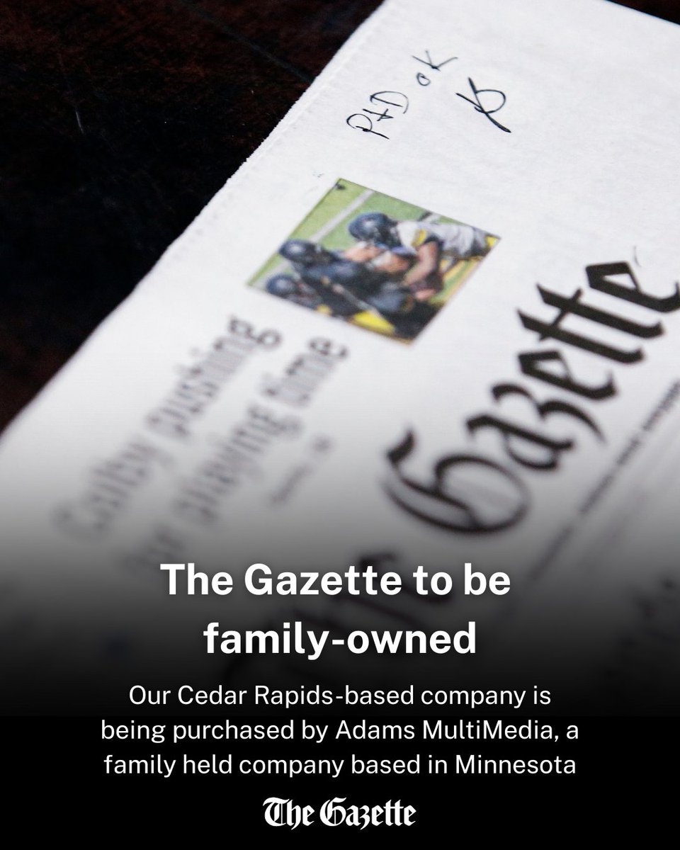 gazettedotcom's tweet image. Yesterday, we announced our company is being purchased by Adams MultiMedia, a family-held company based in Minnesota. Read more information on this important development: thegazette.com/news/note-from…