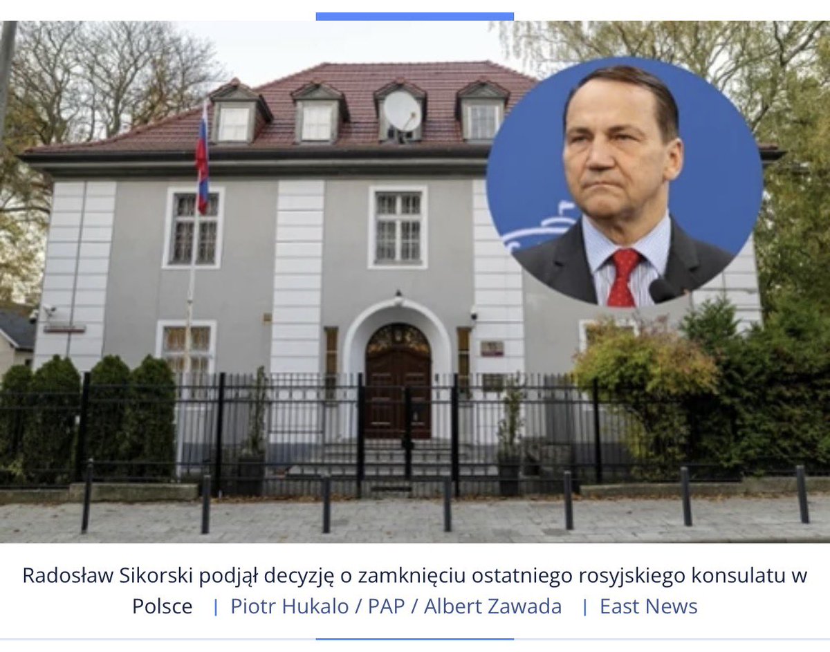 - Podjąłem decyzję o wycofaniu zgody na funkcjonowanie ostatniego rosyjskiego konsulatu, w Gdańsku. W ciągu następnych godzin zostanie to zakomunikowane to stronie rosyjskiej oficjalną notą - przekazał szef MSZ Radosław Sikorski.
