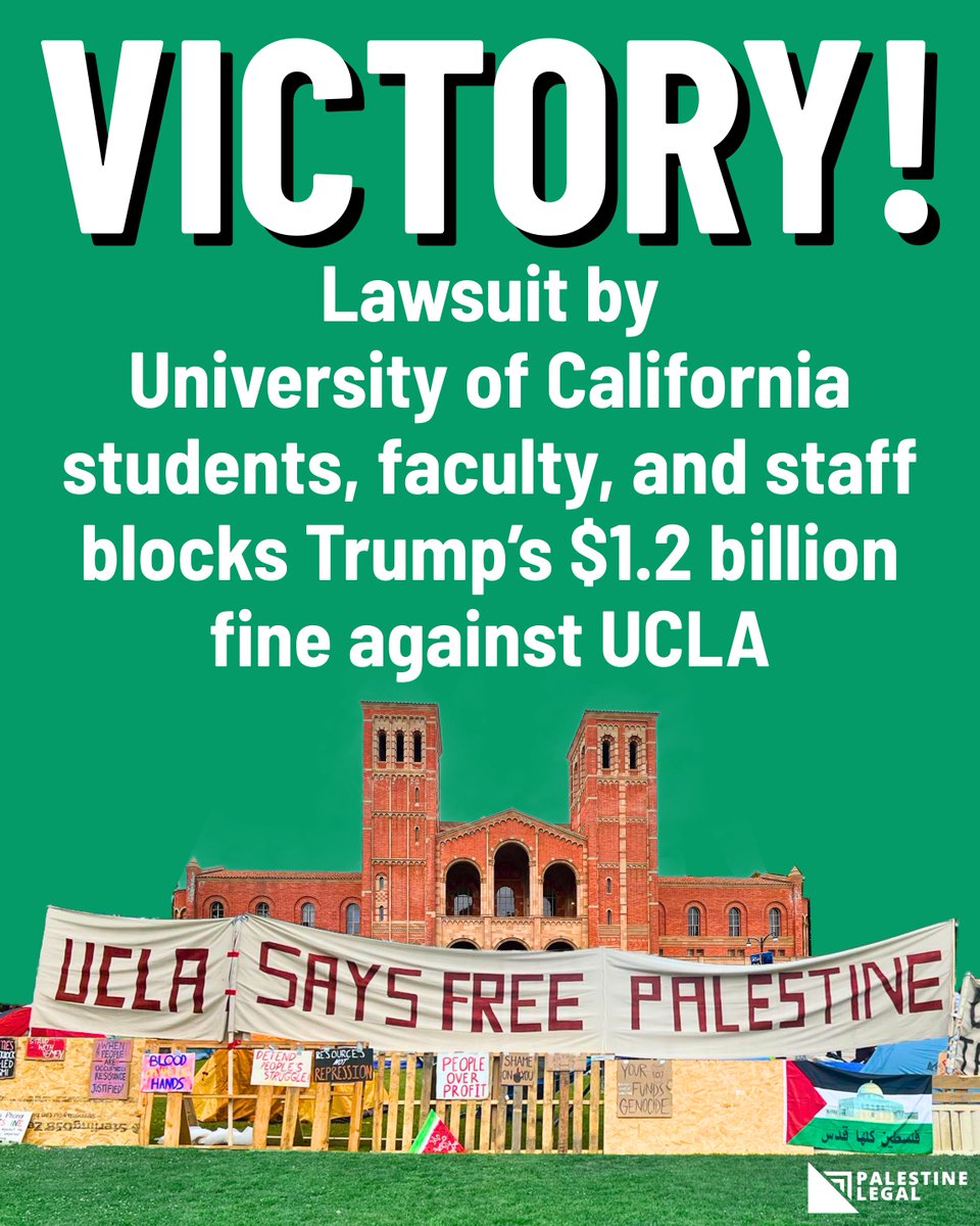 When the UC system failed to legally challenge Trump's $1.2 billion fine against UCLA, UC faculty, staff, and students sued Trump themselves — and won.

Now that they've saved the UC system from Trump's cuts, we demand UCLA drop all charges against student protesters.