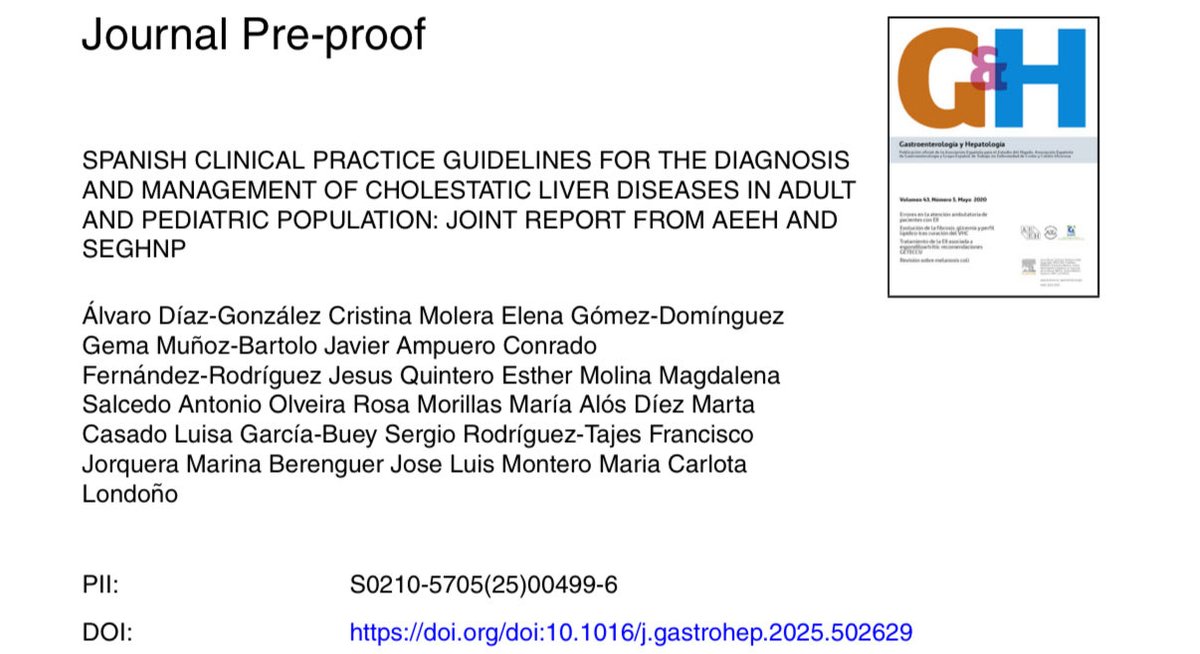 ‼️ ¿Sabías que ya están online las primeras guías 🇪🇸 de manejo de enfermedades colestásicas?

🧍‍♂️🧍‍♀️ Adultos
🧒 👧 Pediátricos

📖 Trabajazo conjunto de la <a href="/AEEHLiver/">Asociación Española para el Estudio del Hígado</a> y <a href="/seghnp/">SEGHNP</a>

🔜 ¡En los próximos días comentaremos puntos clave!

¡No te lo pierdas!🙌

pubmed.ncbi.nlm.nih.gov/41232665/