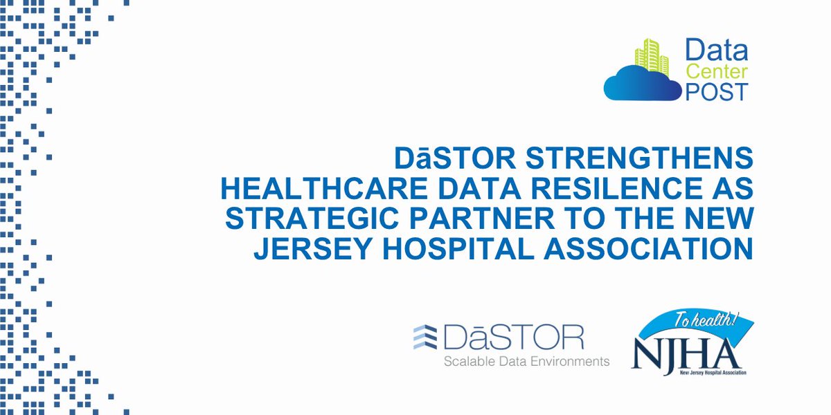 datacenterpost's tweet image. 📈 #DāSTOR has been named a strategic tech partner to the #NewJerseyHospitalAssociation, supporting hospitals statewide with stronger data protection and AI-ready infrastructure. Scout™, DāSTOR’s data governance platform, will lead the rollout.

Read more:…