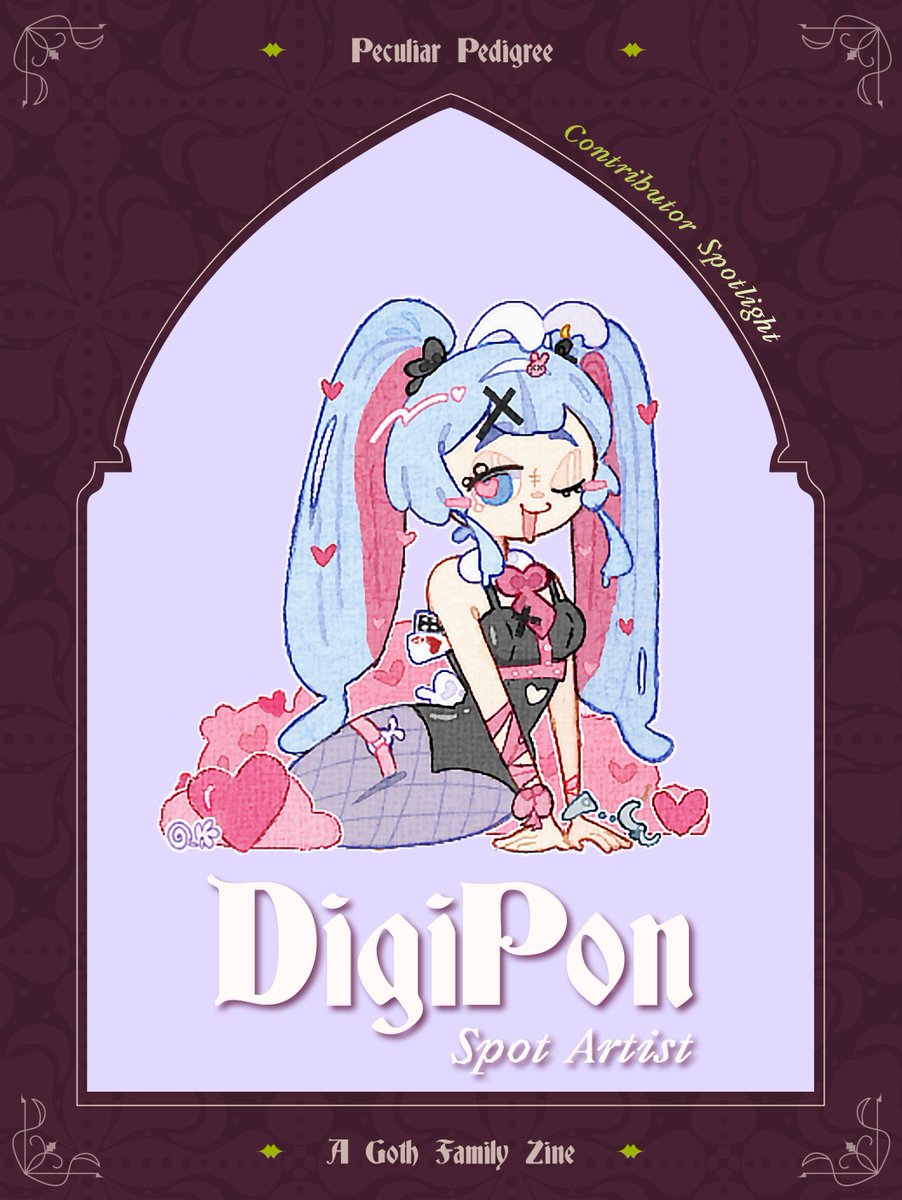GothFamilyZine's tweet image. 🖤 🩷 💚 CONTRIBUTOR SPOTLIGHT💚🩷 🖤

Everyone please give a warm welcome to @_DigiPon,  DiPo will be creating spot art using an absolutely adorable art style to accompany one of the writer's pieces
#gothfamily #perona #zoro #mihawk #ONEPIECE #contributors #zine #onepiecezine