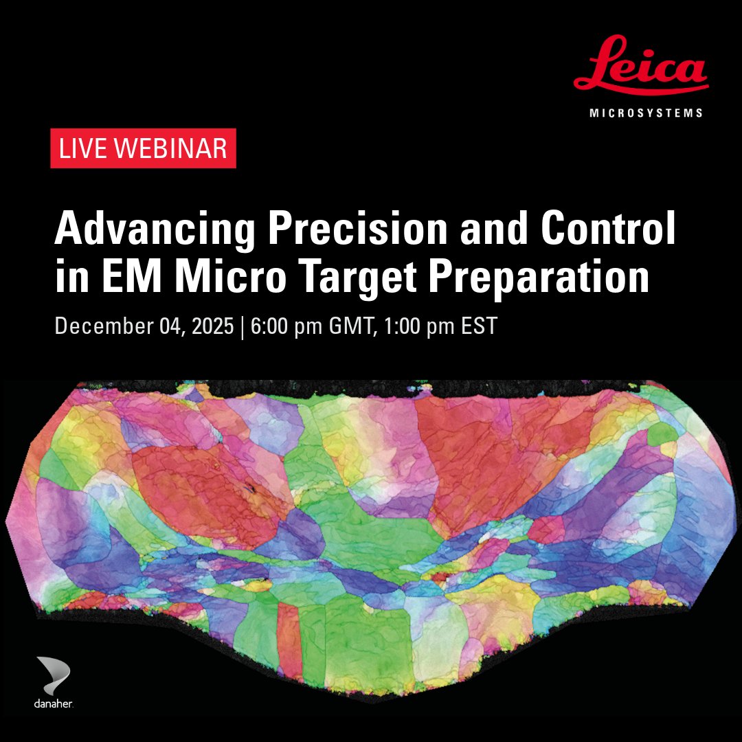 LeicaMicro's tweet image. Want better EM results? 
Join our webinar on EM Sample Preparation and discover how micro target preparation can improve precision and control. 

📅 December, 4th – 1 pm ET
Register now: fcld.ly/4o9ghdz  

#ElectronMicroscopy #SamplePreparation #MicroTargeting