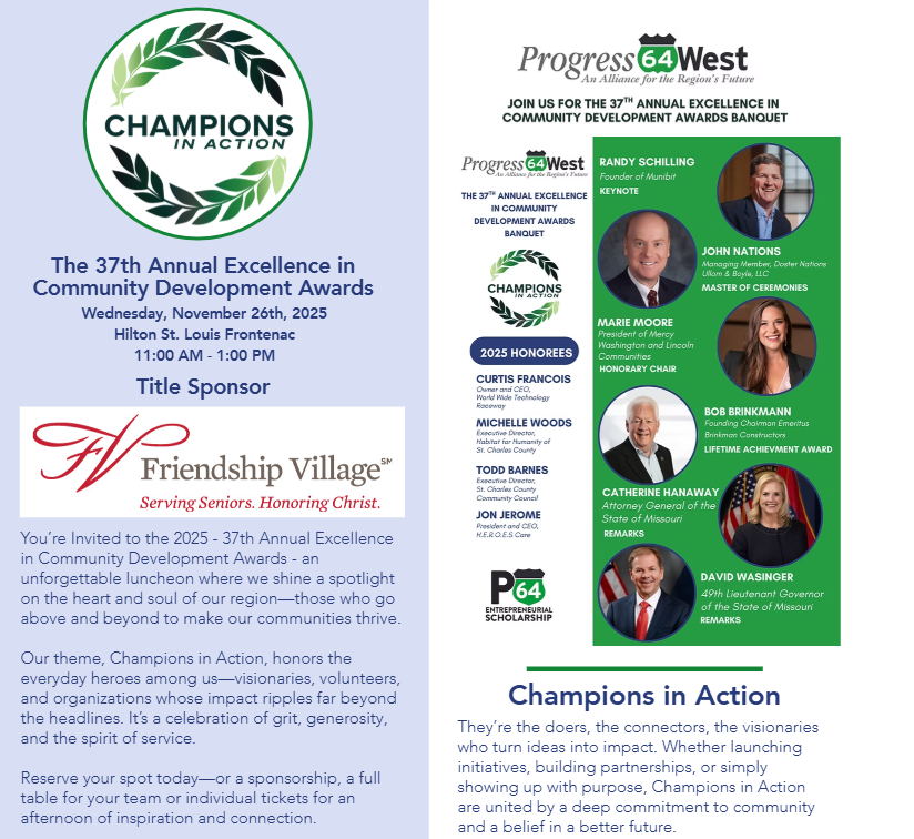 RalphPfremmer's tweet photo. ⏳ We’re just one week away!

This signature event honors the leaders, innovators, and community builders shaping our region’s future.

#ChampionsInAction #Progress64West #CommunityDevelopment #StLouis #Leadership #RegionalImpact https://t.co/g5ovu8BeYN
