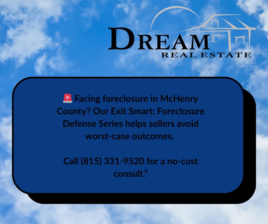 DreamRE_IL's tweet image. McHenry homeowners: foreclosure is NOT inevitable.
Exit Smart with Dream Real Estate → (815) 331-9520.

#ExitSmart #ForeclosureDefense
