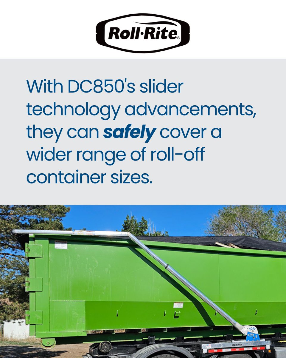RollRite's tweet photo. Covering loads in hazardous conditions shouldn’t put drivers in danger—or eat into profits. The DC850 can solve the problem and change how you do business.

Details here: https://t.co/5OcZBgm7Io

#rollrite #tarps #rolloff #hooklift #dumpster #dumpstertruck https://t.co/zc8EspZqtz