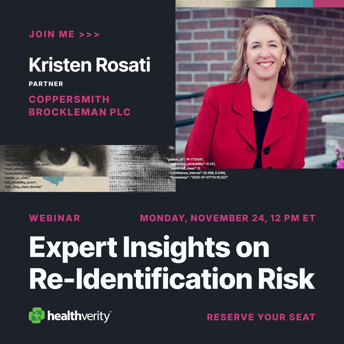 Don’t miss your chance to join Kristen Rosati and fellow data privacy experts for an in-depth discussion of newly-found vulnerabilities of a widely used method of using “tokens” to de-identify data.

info.healthverity.com/expert-insight…