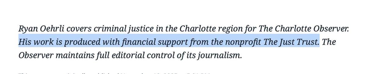 mattvanswol's tweet image. 🚨#BREAKING: I have discovered that the news outlet, The Charlotte Observer, has been using writers PAID BY LEFT-WING NON-PROFITS to write articles on the immigration raids in Charlotte NC.

You cannot trust the media.

This is mind-boggling levels of deception.