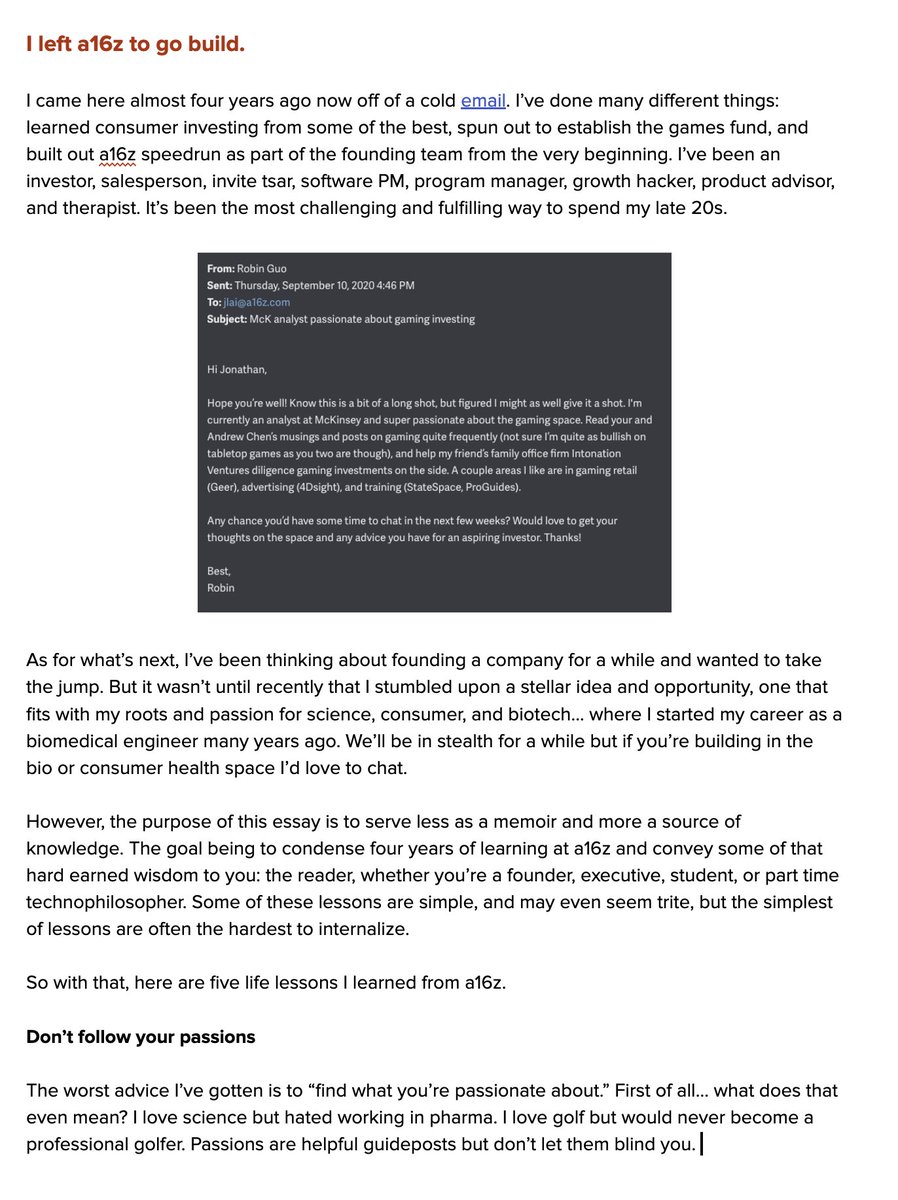 After four years, I left a16z to go start a company. This is the story and  what I learned.