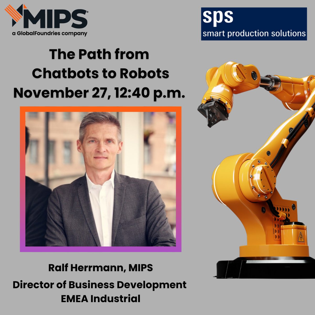 📢 Ralf Herrmann from the MIPS EMEA team will be speaking on the transition from chatbots to robots SPS, exploring the four computing aspects of physical AI: Sense, Think, Act, and Communicate. Stop by his session in Hall 1 to learn how MIPS RISC-V processors are enabling the