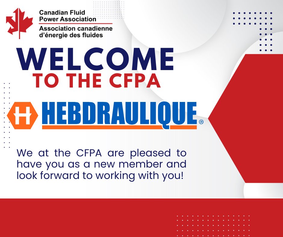 CANADIANFPA's tweet image. Please join us in welcoming our newest CFPA Member Hebdraulique!
#CFPA #fluidpower #canada #hydraulics #quebec #membership #Hebdraulique
