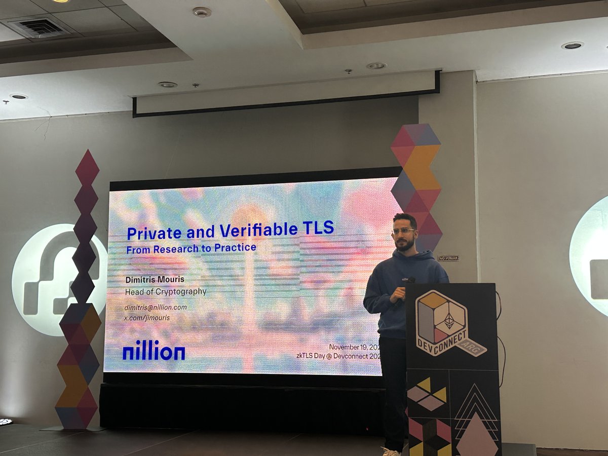 Here at PSE's zkTLS day watching <a href="/jimouris/">Dimitris Mouris</a> talk on Private and Verifiable TLS from Research to Practice
