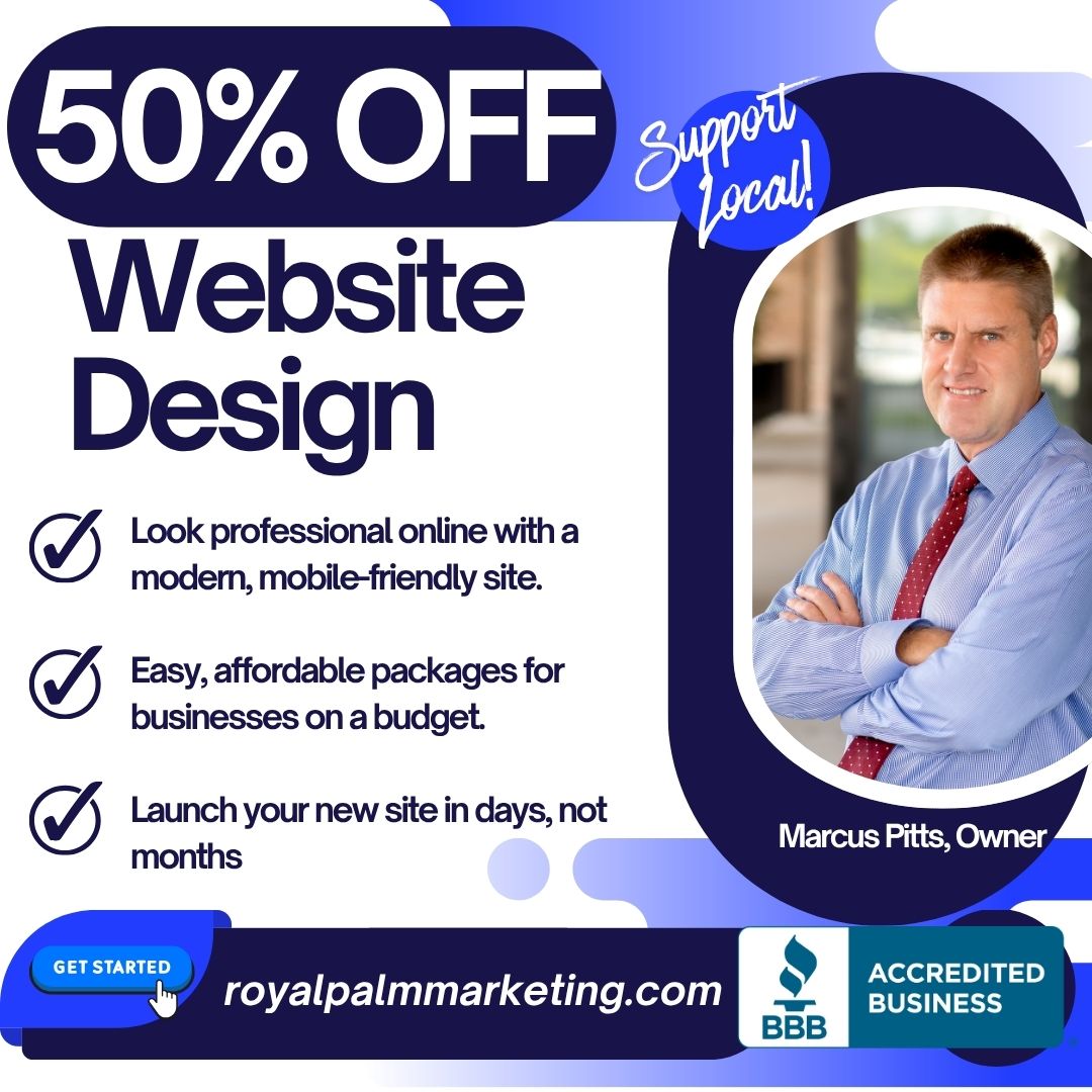 RoyalPalmMktg's tweet image. We make it simple to get a professional, high-performing website that helps your business stand out and attract real customers.

📩 Message us today to claim your 50% off and see how easy it can be!

#WebDesign #WebsiteDesign #WebsiteDesigner #SmallBusiness