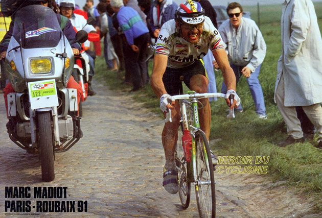 BikeRaceInfo's tweet photo. Each week on my home page I'm posting photo of a winner of Paris-Roubaix, in year order. This week it's 1991 winner Marc Madiot on his way to his second win in the race:
https://t.co/8tgIa9VZlu https://t.co/LyrDoxSe2t