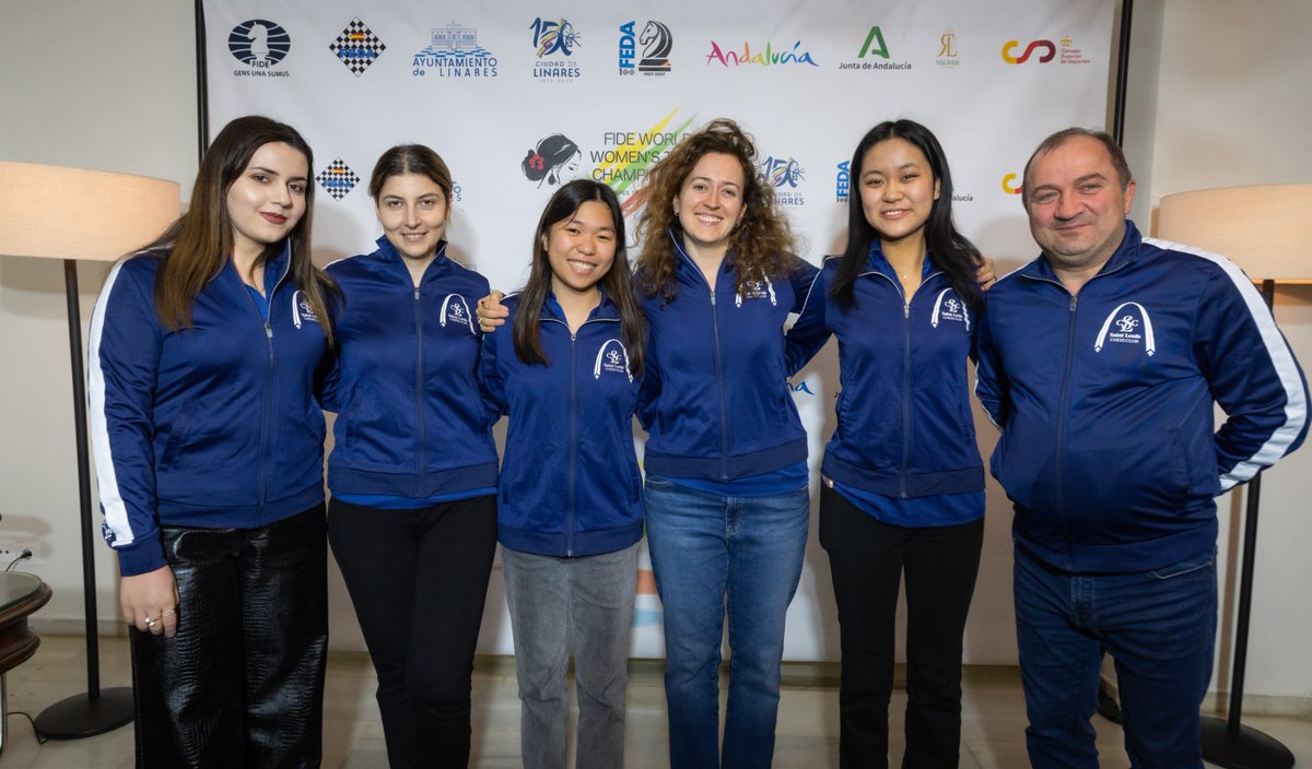 STLChessClub's tweet image. The Saint Louis Chess Club is proud to sponsor the USA team at the FIDE World Women’s Team Championship in Linares, Spain! Representing the nation’s finest chess talent are (from left to right) IM Anna Sargsyan, IM Tatev Abrahamyan, IM Carissa Yip, GM Irina Krush, WGM Zoey Tang,…