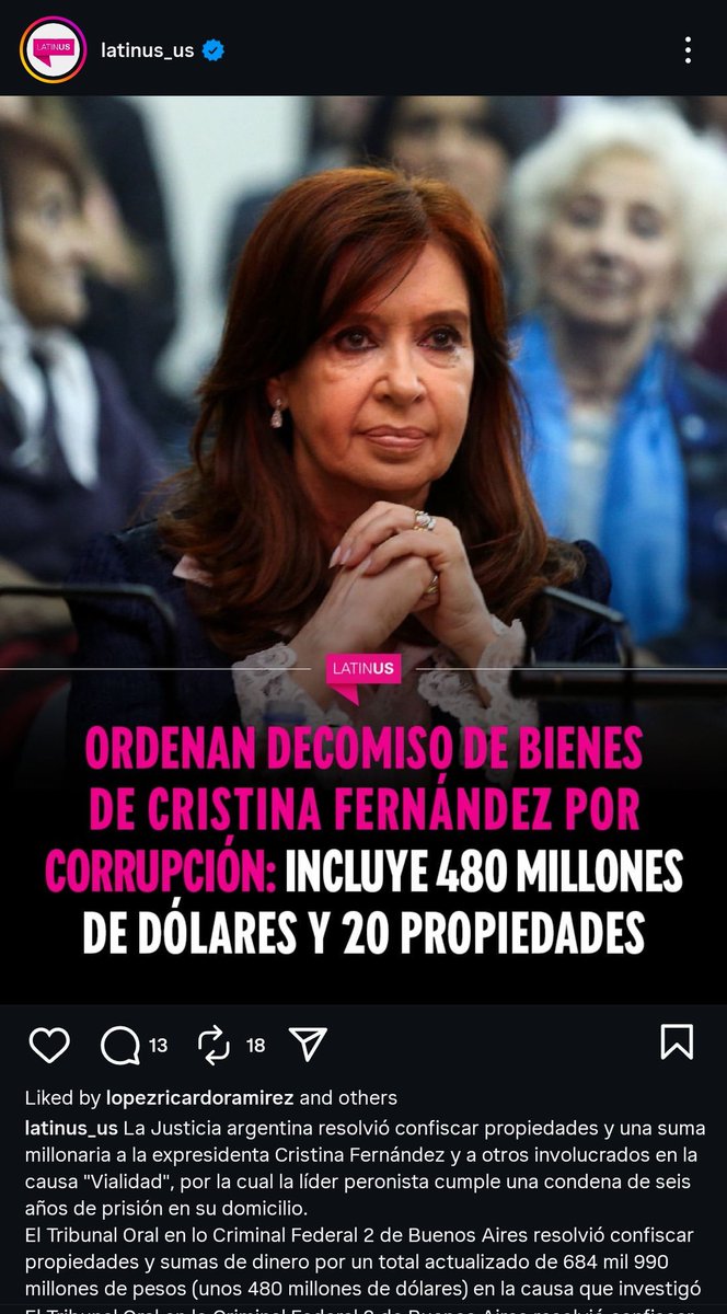 ChairosY's tweet image. A la zurda comunista asaltante Cristina Kirchner expresidenta de Argentina, le decomisaron, ¡¡Casi $500 millones de dólares en efectivo y más de 100 propiedades inmobiliarias!!
Lo dicho, el comunismo se esconde en el lema de "Lucha por los Pobres" ¡¡Para ROBAR, A LOS POBRES!!