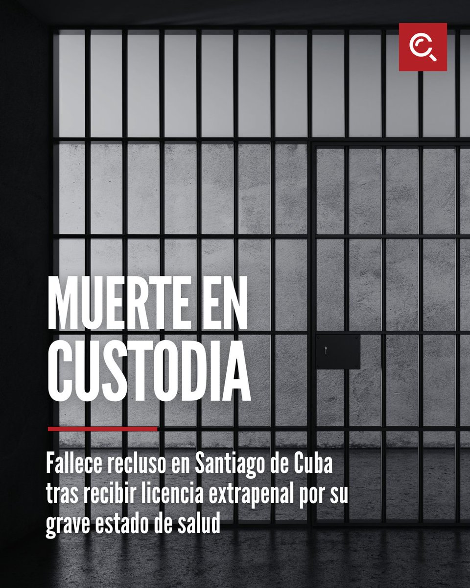 ⚠️ ALERTA CUBALEX | Nueva muerte bajo custodia

📍Según reportó el periodista Yosmany Mayeta Labrada, falleció José Bravo Navarro, de 33 años, residente en La Patera (Santiago de Cuba).

📌Su muerte ocurrió dos días después de que las autoridades le concedieran la Licencia